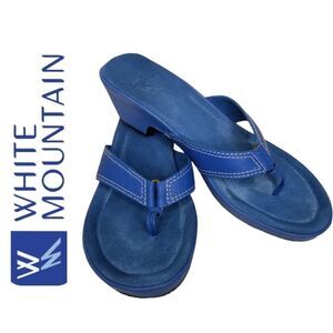 White Mountain Women's Blue Suede Heeled Sandals 7M